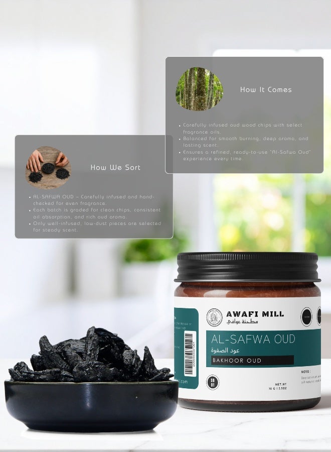 AWAFI MILL Al-Safwa Oud Bakhoor 70g (2.5 Oz) - Pack of 5 | Infused Oud Wood Chips | Warm Amber & Soft Musk Notes | Slow Burn, Rich Aroma, Long Lasting | For Charcoal or Electric Burner - Image 4